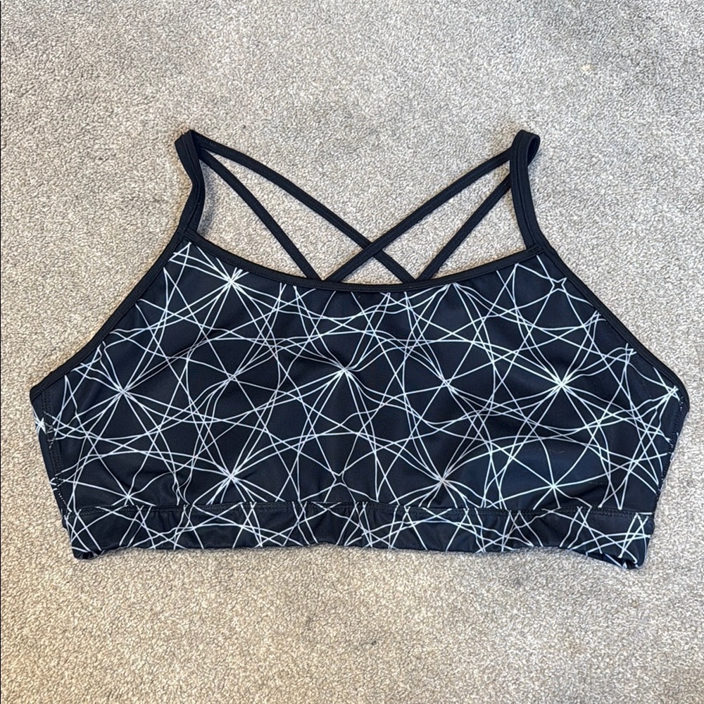 Adidas Black Geometric Print Strappy Back Sports Bra Size XL - Picture 1 of 3